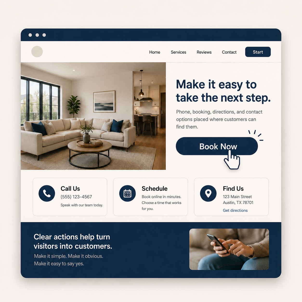 Call-to-action website preview